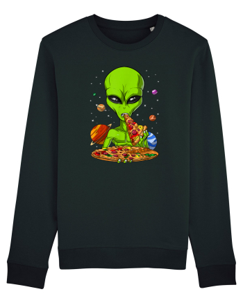 Alien Eating Pizza Black