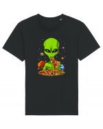 Alien Eating Pizza Tricou mânecă scurtă Unisex Rocker