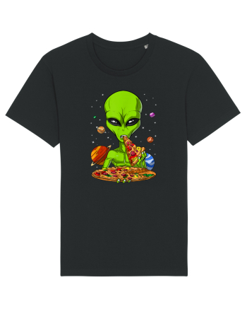Alien Eating Pizza Black