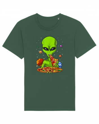 Alien Eating Pizza Bottle Green