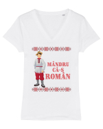 Mândru că-s român Tricou mânecă scurtă guler V Damă Evoker