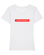 Rup Viata pe genunchi! Tricou mânecă scurtă guler larg fitted Damă Expresser