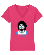 Maradona D10S.  Tricou mânecă scurtă guler V Damă Evoker