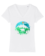 Ursul Brun în Pădure Tricou mânecă scurtă guler V Damă Evoker