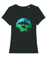 Ursul Brun în Pădure Tricou mânecă scurtă guler larg fitted Damă Expresser