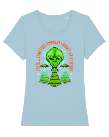 Alien Funny Christmas Tree  Sky Blue