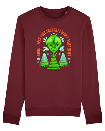 Alien Funny Christmas Tree  Burgundy