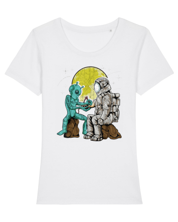 Alien Inking Astronaut Tattoo White