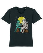 Alien Inking Astronaut Tattoo Tricou mânecă scurtă guler V Bărbat Presenter