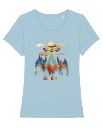 Autumn Cat Alien Abduction Sky Blue