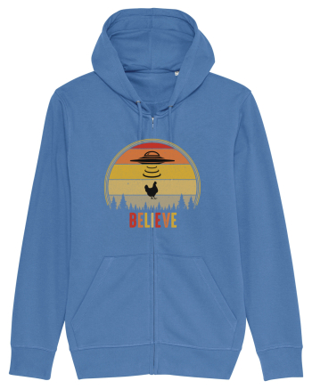 Retro Sunset Chicken Abduction Bright Blue