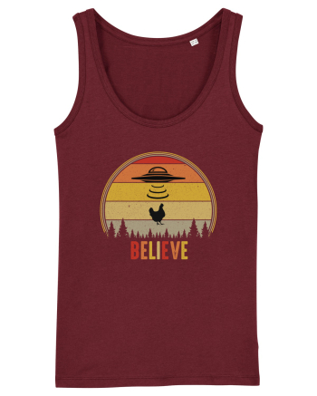 Retro Sunset Chicken Abduction Burgundy