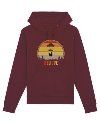 Retro Sunset Chicken Abduction Burgundy