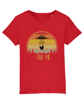 Retro Sunset Chicken Abduction Red