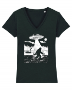 Bigfoot Alien Abduction Lockhness Monster Tricou mânecă scurtă guler V Damă Evoker