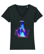 Bigfoot Alien Abduction Tricou mânecă scurtă guler V Damă Evoker