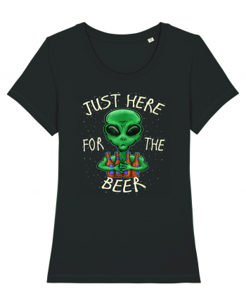 Just Here For The Beer Alien Black