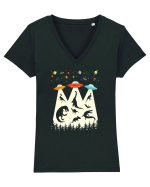 Alien Dinosaur Abduction  Tricou mânecă scurtă guler V Damă Evoker