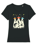 Alien Dinosaur Abduction  Tricou mânecă scurtă guler larg fitted Damă Expresser