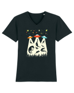 Alien Dinosaur Abduction  Tricou mânecă scurtă guler V Bărbat Presenter
