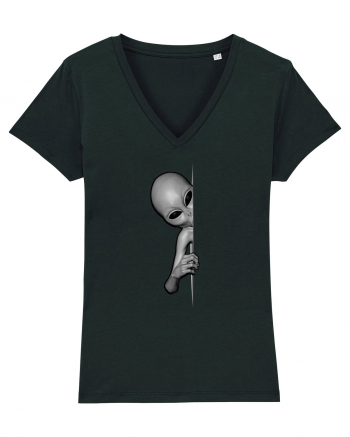 Grey Alien Peeking Black