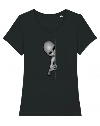 Grey Alien Peeking Black