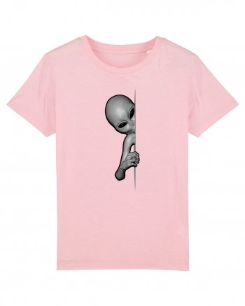 Grey Alien Peeking Cotton Pink