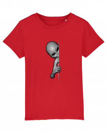 Grey Alien Peeking Red