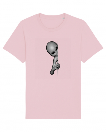 Grey Alien Peeking Cotton Pink