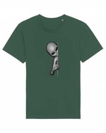 Grey Alien Peeking Bottle Green