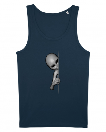 Grey Alien Peeking Navy