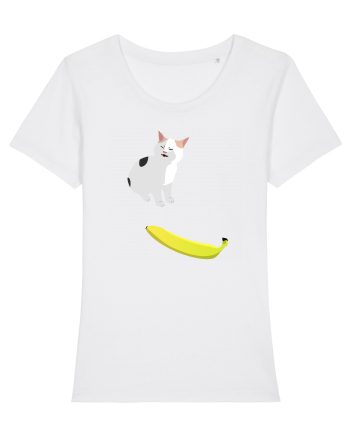 Cat no like banana White