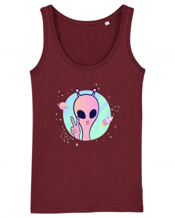 Cool Trippy Pink Alien Burgundy