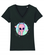 Cool Trippy Pink Alien Tricou mânecă scurtă guler V Damă Evoker