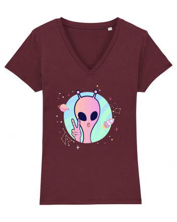 Cool Trippy Pink Alien Burgundy