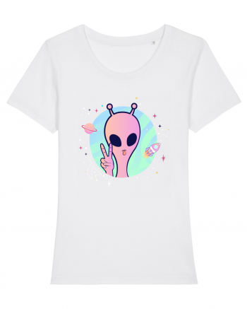 Cool Trippy Pink Alien White