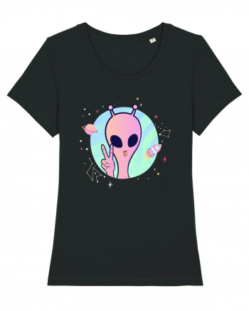 Cool Trippy Pink Alien Black