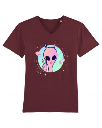 Cool Trippy Pink Alien Burgundy