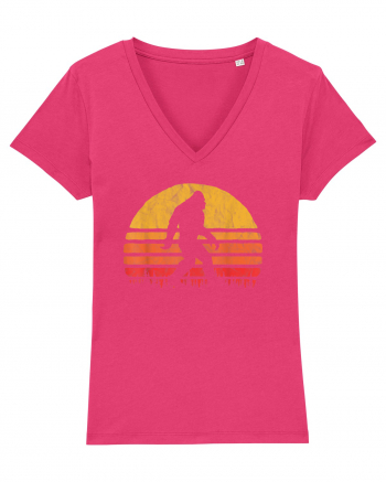  Bigfoot Walking Retro Sunset Raspberry