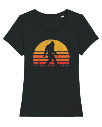  Bigfoot Walking Retro Sunset Black