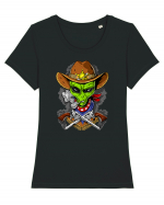 Space Alien Cowboy Tricou mânecă scurtă guler larg fitted Damă Expresser