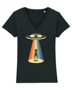 Alien Abduction Vintage Tricou mânecă scurtă guler V Damă Evoker