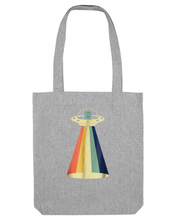 Alien Rainbow Retro Space Ship Heather Grey