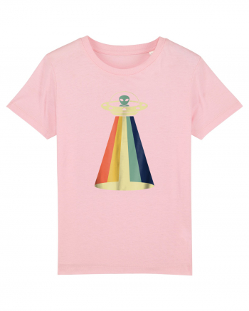 Alien Rainbow Retro Space Ship Cotton Pink