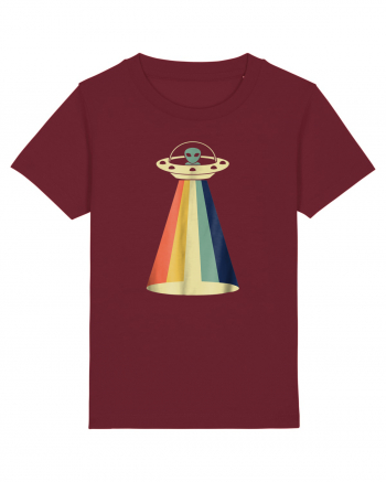 Alien Rainbow Retro Space Ship Burgundy