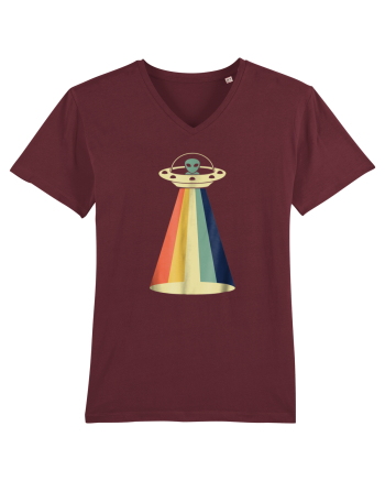 Alien Rainbow Retro Space Ship Burgundy