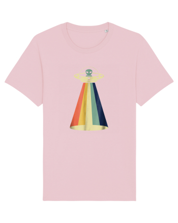 Alien Rainbow Retro Space Ship Cotton Pink