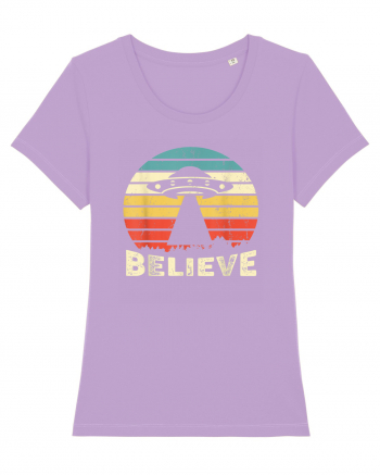 Believe Vintage Alien UFO Lavender Dawn