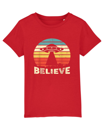 Believe Vintage Alien UFO Red