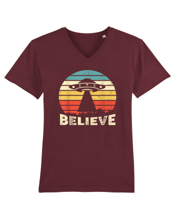 Believe Vintage Alien UFO Burgundy
